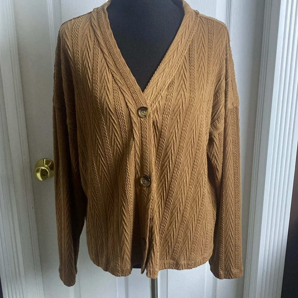 Maurices Carmel Color V-Neck Button Front Cardigan sz XL NWT